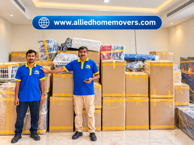 Professional Movers with Packed Boxes